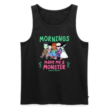 Universal Monsters Mornings Make Me A Monster - Männer Premium Bio Tank Top - Schwarz - Vorne - AI Model Male 178 light (178cm)