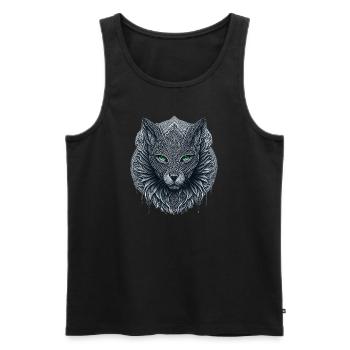 Totem der Katze - Männer Premium Bio Tank Top - Schwarz - Vorne - Michal (187cm)