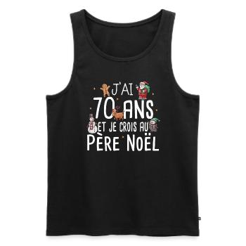 70 Ans Anniversaire Cadeau Père Noël Humour - Débardeur bio Premium Homme - noir - Devant - AI Model Male 178 light (178cm)