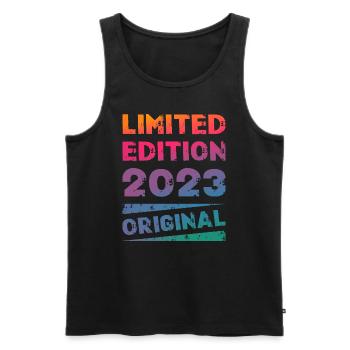 Édition Limitée Fête d’Anniversaire Millésime 2023 - Débardeur bio Premium Homme - noir - Devant - Michal (187cm)