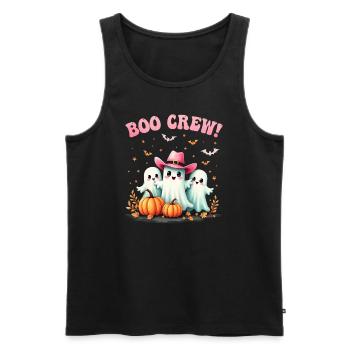 Boo Crew, süße Halloween Geister rosa Cowboyhut - Männer Premium Bio Tank Top - Schwarz - Vorne - AI Model Male 178 light (178cm)