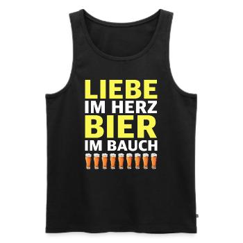 Liebe im Herz Bier im Bauch | Party, grillen - Männer Premium Bio Tank Top - Schwarz - Vorne - Michal (187cm)