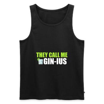 Gin Spruch They call me Gin-ius - Männer Premium Bio Tank Top - Schwarz - Vorne - Michal (187cm)