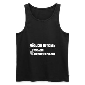 Alex - Men's Premium Organic Tank Top - black - Front - AI Model Male 178 light (178cm)