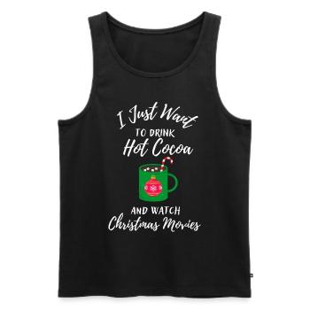Je veux juste du chocolat chaud et regarder le film de Noël - Débardeur bio Premium Homme - noir - Devant - Michal (187cm)