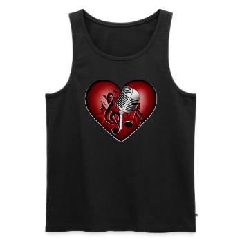 Clef de microphone Stars Heart - Débardeur bio Premium Homme - noir - Devant - Michal (187cm)