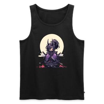 Epic Samurai Girl Anime Design - Men's Premium Organic Tank Top - black - Front - AI Model Male 178 light (178cm)