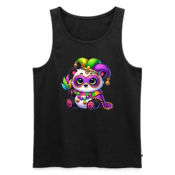 Cute panda with mask at carnival - Men's Premium Organic Tank Top - black - Front - Michal (187cm)