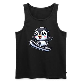 pingouin mignon snowboarder dessin animé sports d’hiver - Débardeur bio Premium Homme - noir - Devant - Michal (187cm)