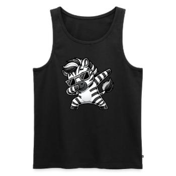 Cool Zebra Dab Cartoon with Sunglasses - Men's Premium Organic Tank Top - black - Front - AI Model Male 178 light (178cm)