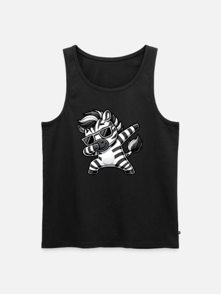 Cool Zebra Dab Cartoon with Sunglasses - Men's Premium Organic Tank Top - black