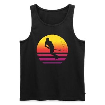Unihockey Damen Floorball Innebandy Salibandy - Männer Premium Bio Tank Top - Schwarz - Vorne - AI Model Male 178 light (178cm)