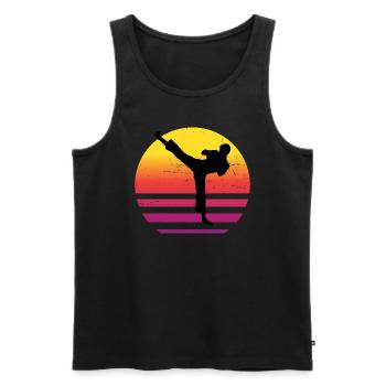Boxe Kickboxing Femmes Kickboxing Hommes - Débardeur bio Premium Homme - noir - Devant - Michal (187cm)