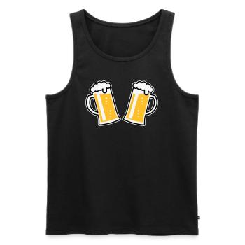 2 chopes à bière Prosten (bière / chope à bière / 3C) - Débardeur bio Premium Homme - noir - Devant - AI Model Male 178 light (178cm)