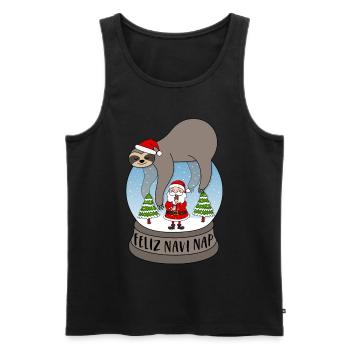 Sloth snow globe Feliz Navidad Feliz Navi Nap - Men's Premium Organic Tank Top - black - Front - AI Model Male 178 light (178cm)