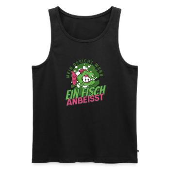 Mein Gesicht wenn ein Fisch anbeisst - Männer Premium Bio Tank Top - Schwarz - Vorne - Michal (187cm)