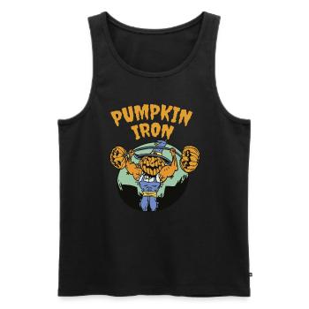 Pumpkin Iron - Halloween pun - Men's Premium Organic Tank Top - black - Front - Michal (187cm)