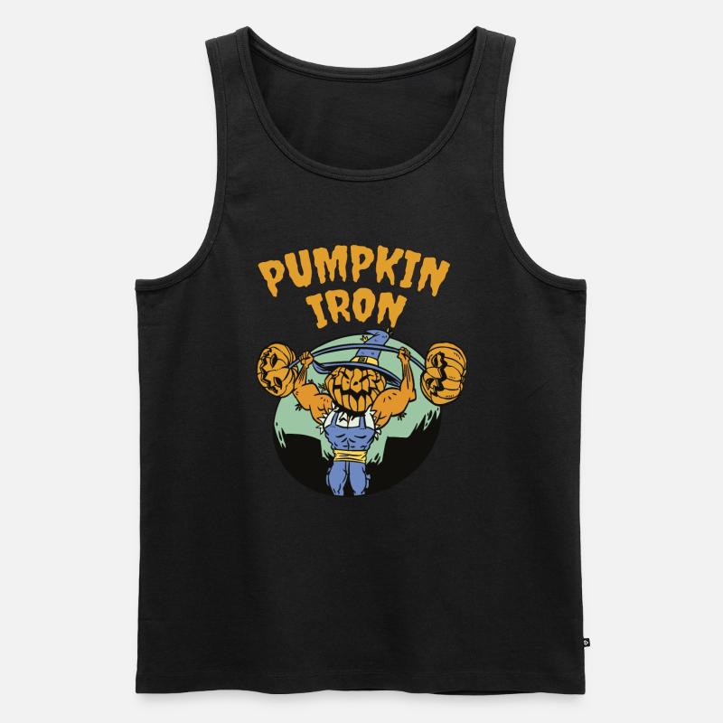 Pumpkin Iron - Halloween Wortwitz - Männer Premium Bio Tank Top - Schwarz
