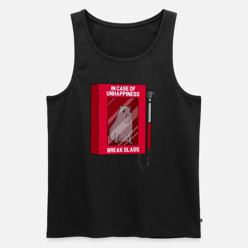 Capybara - Bei Unwohlsein Scheibe zerbrechen - Männer Premium Bio Tank Top - Schwarz