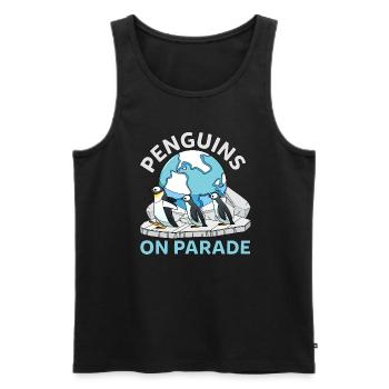 Drôles de pingouins de l’Antarctique sur la parade de la faune - Débardeur bio Premium Homme - noir - Devant - AI Model Male 178 light (178cm)