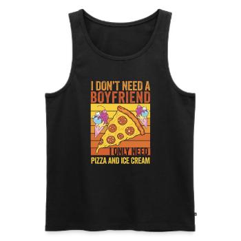Pizza et crème glacée : mes vrais amours - Débardeur bio Premium Homme - noir - Devant - Michal (187cm)