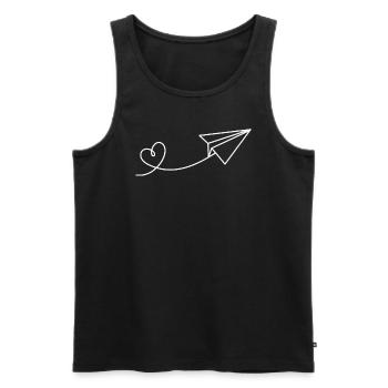 Avion en papier papier aviateur coeur vacances voyage - Débardeur bio Premium Homme - noir - Devant - Michal (187cm)