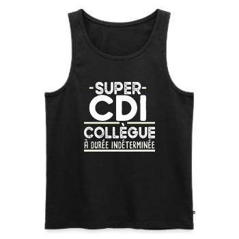 Collègue Durée Indéterminée CDI Cadeau T-shirt Mug - Débardeur bio Premium Homme - noir - Devant - Michal (187cm)