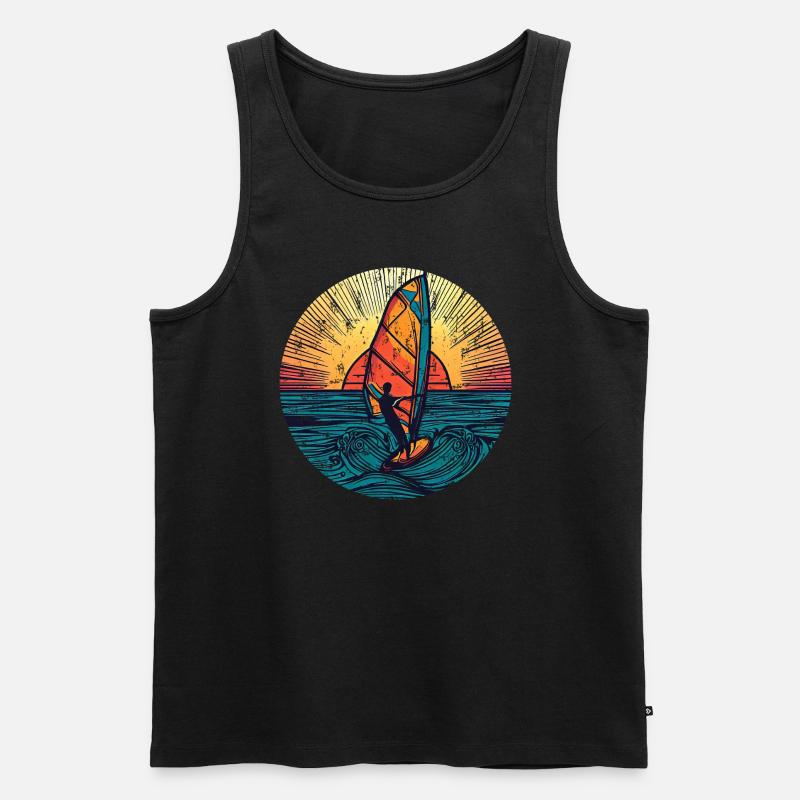 windsurfer surfer sunset - Männer Premium Bio Tank Top - Schwarz