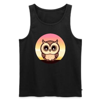 Eule im Sonnenuntergang - Männer Premium Bio Tank Top - Schwarz - Vorne - Michal (187cm)