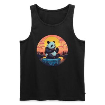 Panda mignon sur la banquise avec des bonbons - Sun - Débardeur bio Premium Homme - noir - Devant - AI Model Male 178 light (178cm)