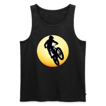 Mountain Bike Downhill - Sunset Silhouette - Men's Premium Organic Tank Top - black - Front - Michal (187cm)