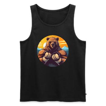 Bear Fitness Training Boxing Boxer Sunset - Men's Premium Organic Tank Top - black - Front - AI Model Male 178 light (178cm)
