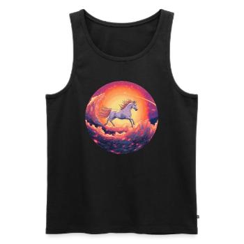 Cheval galactique dans la mer pourpre - Débardeur bio Premium Homme - noir - Devant - Michal (187cm)