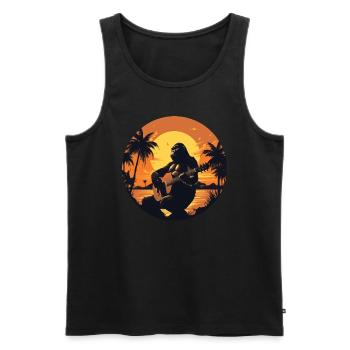Gorilla mit Akustikgitarre im Sonnenuntergang - Männer Premium Bio Tank Top - Schwarz - Vorne - Michal (187cm)
