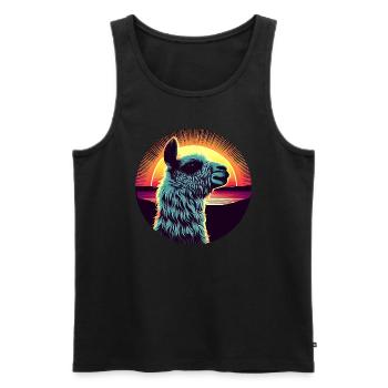 Lama Sunset India - Men's Premium Organic Tank Top - black - Front - Michal (187cm)