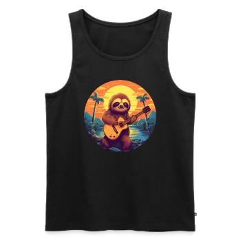 Faultier-Gitarren-Sonnenuntergang - Männer Premium Bio Tank Top - Schwarz - Vorne - Michal (187cm)