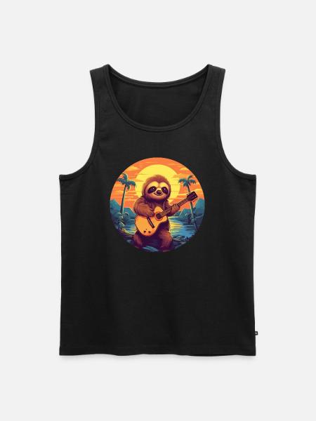 Sloth Guitar Sunset - Men's Premium Organic Tank Top - black