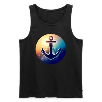 Anchor Sunset Round - Débardeur bio Premium Homme - noir - Devant - AI Model Male 178 light (178cm)