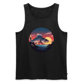Angler Fisch Forelle Sunset - Männer Premium Bio Tank Top - Schwarz - Vorne - Michal (187cm)