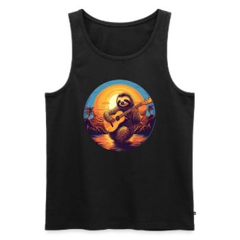 Faultier Gitarrist - Sunset - Männer Premium Bio Tank Top - Schwarz - Vorne - Michal (187cm)
