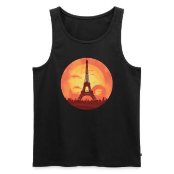 Tour Eiffel au coucher du soleil Paris romantique - Débardeur bio Premium Homme - noir - Devant - Michal (187cm)