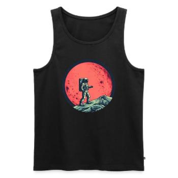 Astronaut on Moon in front of Red Moon - Men's Premium Organic Tank Top - black - Front - AI Model Male 178 light (178cm)