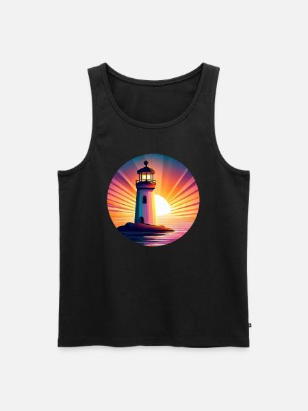 Lighthouse at sunset - Picturesque - Men's Premium Organic Tank Top - black