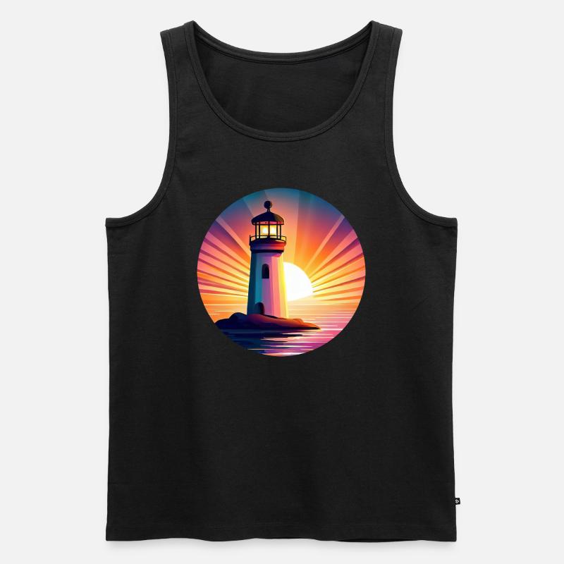 Leuchtturm bei Sonnenuntergang - Malerisches - Männer Premium Bio Tank Top - Schwarz