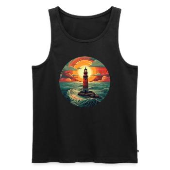 Lighthouse at sunset - Romantic kiss - Men's Premium Organic Tank Top - black - Front - Michal (187cm)