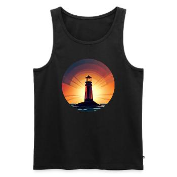 Phare au coucher du soleil Romantique - Débardeur bio Premium Homme - noir - Devant - Michal (187cm)