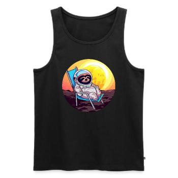 Astronaut sloth in a deck chair - original - Men's Premium Organic Tank Top - black - Front - AI Model Male 178 light (178cm)