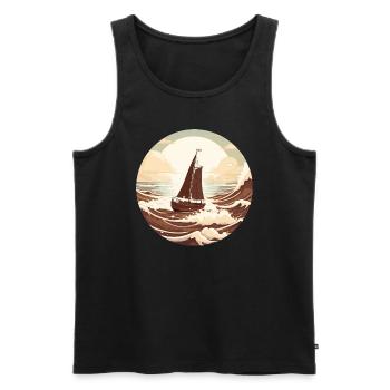 Sailing at sunset - chocolaty design - Men's Premium Organic Tank Top - black - Front - Michal (187cm)