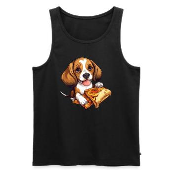 Beagle Dog avec pizza – Drôle de design pour animaux de compagnie - Débardeur bio Premium Homme - noir - Devant - AI Model Male 178 light (178cm)