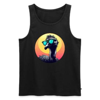 Cool Emu - Vogelstrauß mit Sonnenbrille bei - Männer Premium Bio Tank Top - Schwarz - Vorne - AI Model Male 178 light (178cm)